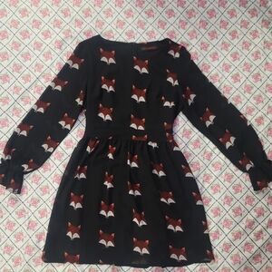 Black Dress with Fox Print